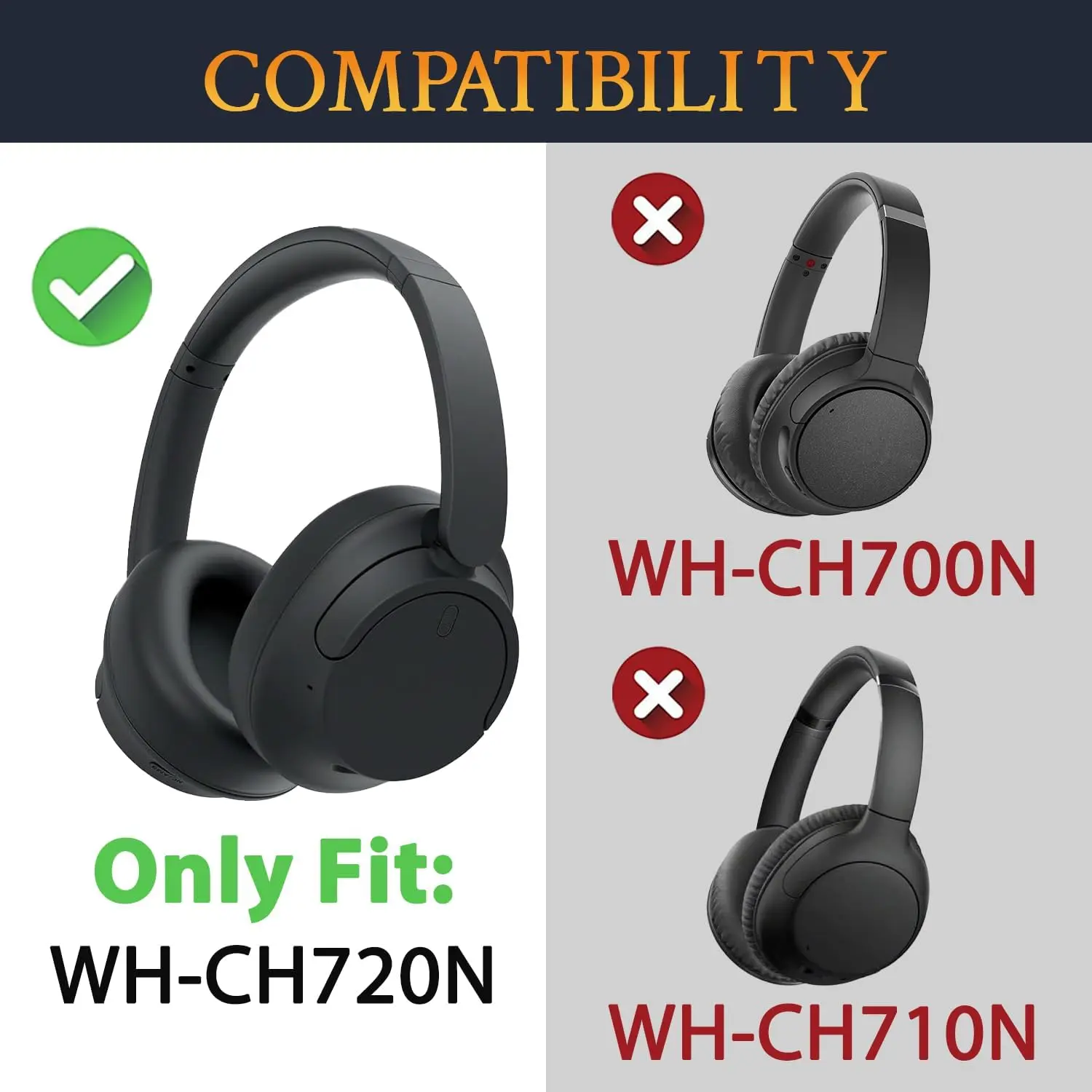 Removable Headband For Sony WH-CH720N Headphones Headbeam Replacement New Design Head band Headstrap Ear Pad Cushion