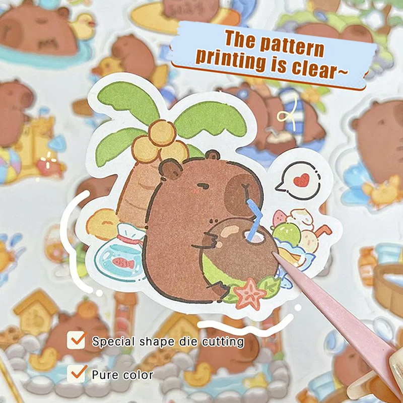 100Sheets Creative Capybara Note Paper Cartoon Cute Notebook Non Sticky Decals Stationery Student Stationery Stickers Scrapbook