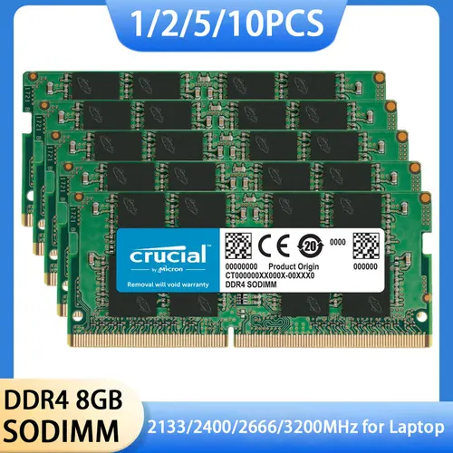 Venta al por mayor 5 uds 10 Uds Memoria Crucial DDR4 RAM Memoria para ordenador portátil 8GB 3200MHz 2666 2133 2400MHz SODIMM 260Pin PC4-21300 25600 Notebook