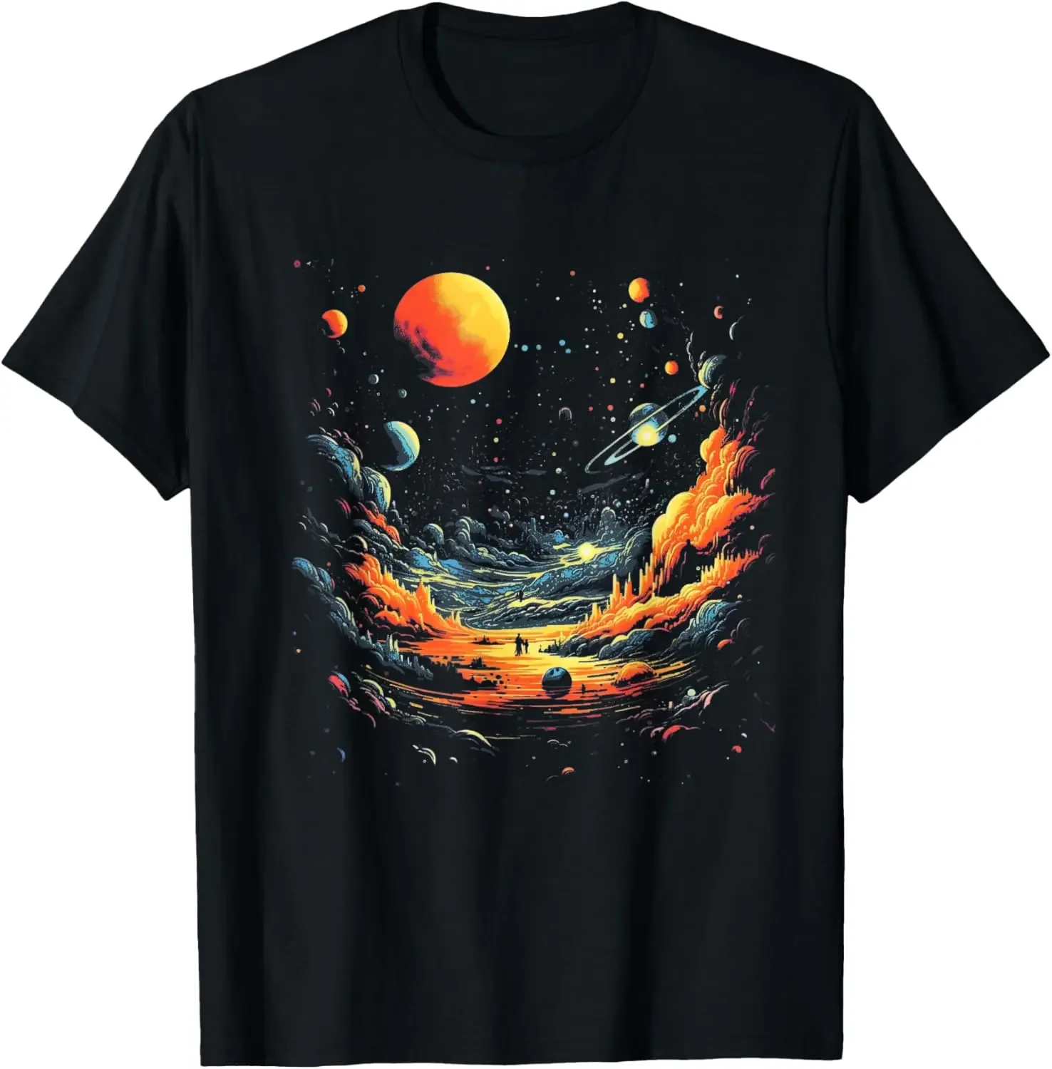 

Galaxy Space Nebula Landscape Graphic Tee Men's Cotton Short Sleeve T-Shirt
