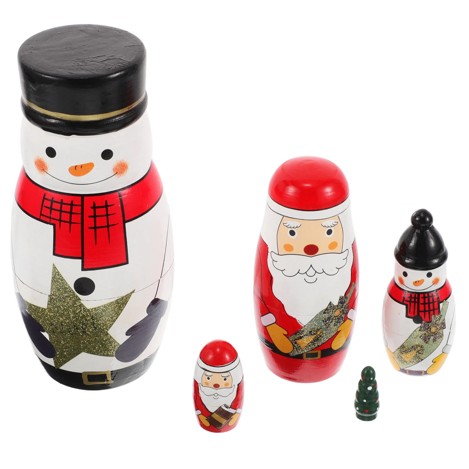 カラフルな雪だるまの入れ子式ロシアのマトリョーシカ、装飾、収納、ジュエリー、キャンディー、クリスマス、誕生日プレゼントに