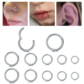 1/10PCS Chirurgenstahl 6-16mm Nasenring Klapp Clicker Segment Nasenringe Helix Knorpel Septum Creolen Piercing Schmuck