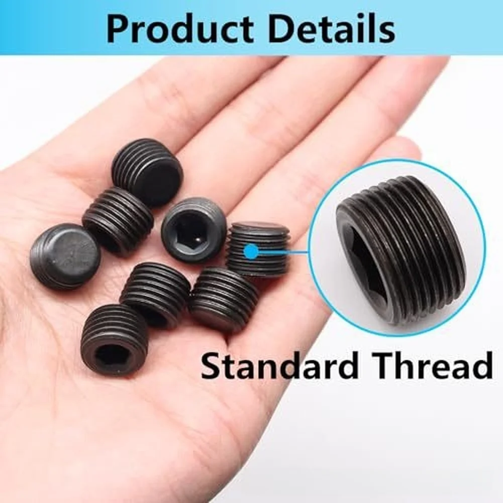 1/4 NPT Black Carbon Steel Pipe Hex Socket Threaded Sealing 1/4 NPT External Thread Pipe Connector With Hex Socket Threaded