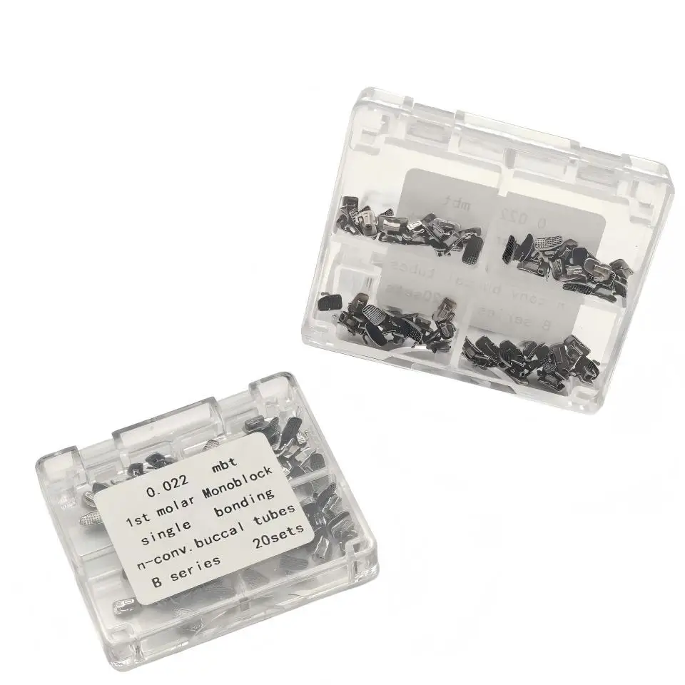 20 Sets 80pcs Dental Orthodontic MBT 0.022 Monoblock Buccal Tubes Non-Convertible Single Bonding 1st/2nd Molar Bondable
