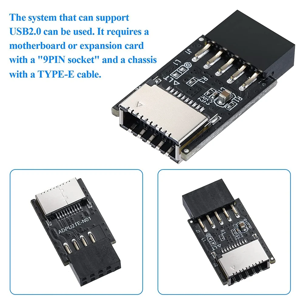 A14G USB 2.0 Front Panel Header USB 9Pin to USB 2.0 Type-E Internal Adapter Motherboard Plug Adapter