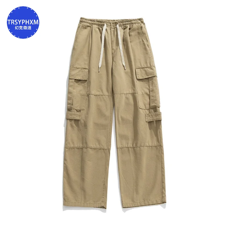 

TRSYPHXM 2024 new American workwear pocket casual pants men's 2024 autumn style loose retro versatile pure cotton pants