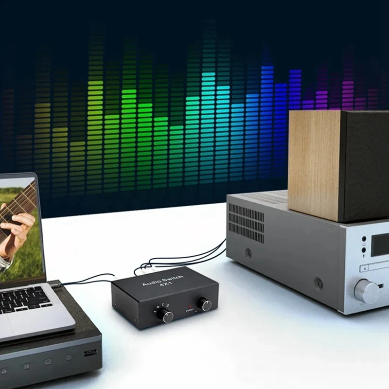 【Superdeals】4 Way L/R Stereo Audio Switch 4 In 1 Out RCA Audio Switcher Sound Channel Audio Switch Selector For DVD Speaker Play