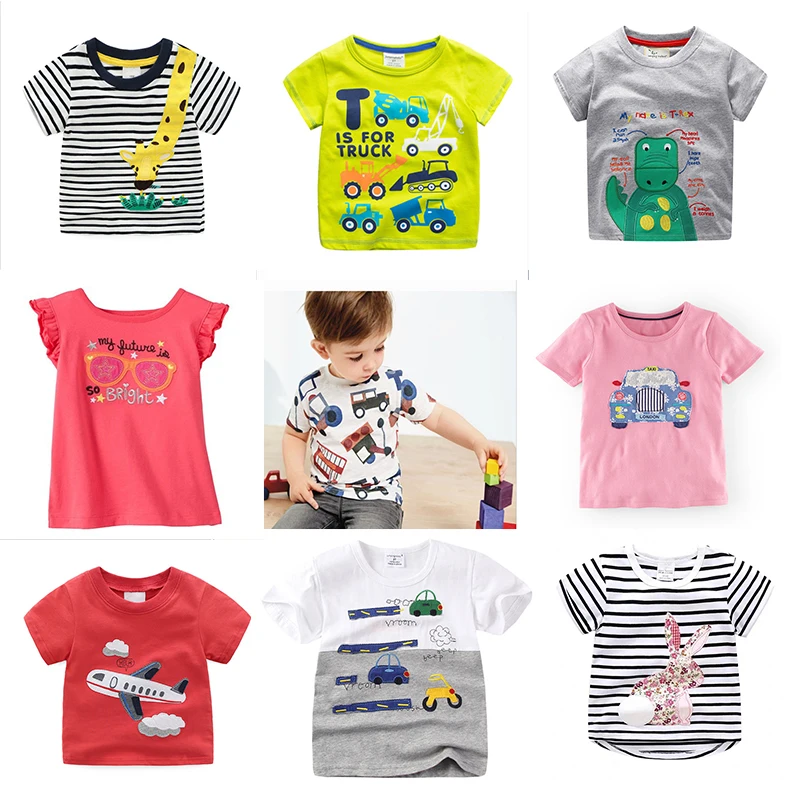 Jumping Meters Children\'s T Shirts Cotton For Boys Girls Fashion Baby Clothes Cartoon Print Cute Kids Tops Tees Toddlers