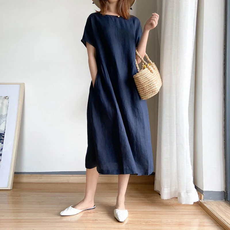 

New Long Sleeve Maternity Dress Fashion Clothes for Pregnant Women V-neck Boho Cotton Linen Loose Lantern