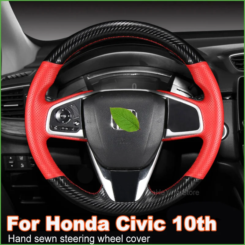 Hand Sewing  Leather Car Steering Wheel Cover For Honda Civic 10th Gen 2016 2017 18 CRV CR-V Envix Auto Interior Accessories