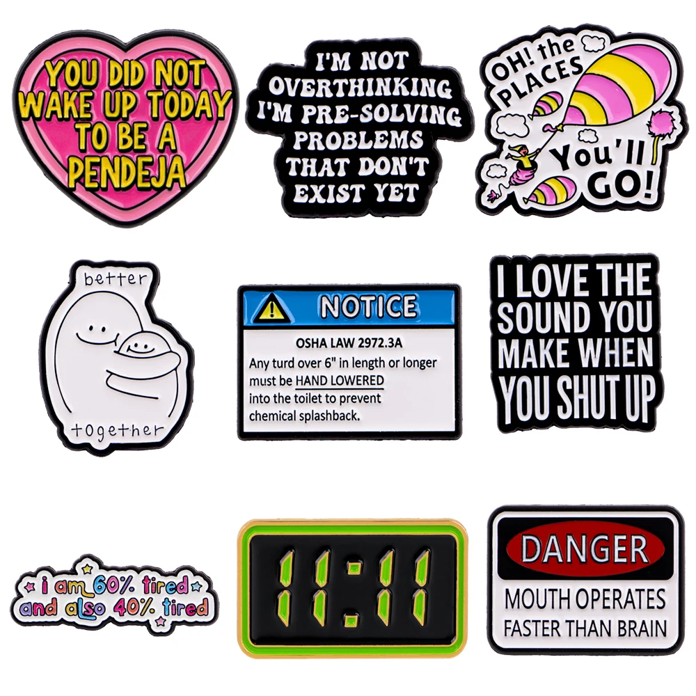I'M NOT OVERTHINKING Quotes Lapel Pins for Backpack Soft Enamel Pins Women Men Brooch for Clothes Jewelry Badges Decorations