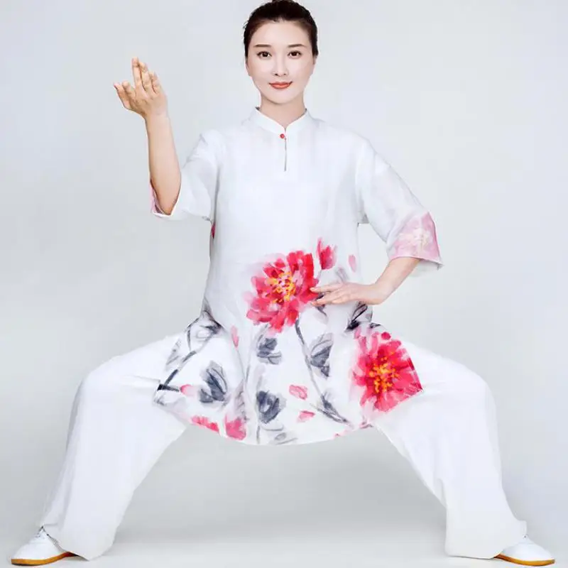 

Women Linen Yaga Wing Chun Tai Chi Suit Kung Fu Wushu Martial Arts Uniform Chinese Style Jacket Pant Morning Exercise Costumes