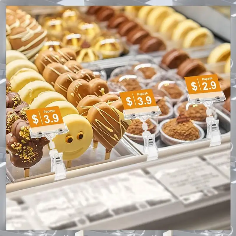 

Hot Selling-30PCS Clear Sign Clips Plastic Rotatable -Clip Sign Holder Stand For Merchandise Display, Sign Holder Clips,30PCS