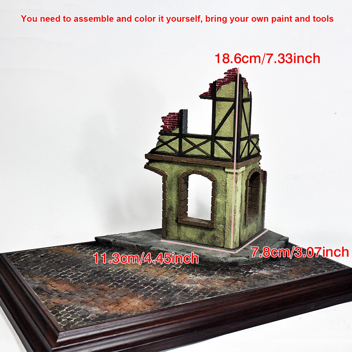 Architektonisches Modell zum Zusammenbauen, Sandtisch, Gebäude, Ruinen, Trümmer, Restmauer, beschädigte Gebäude, Diorama, maßstabsgetreuer Modellbausatz 1/35 – Detail 3