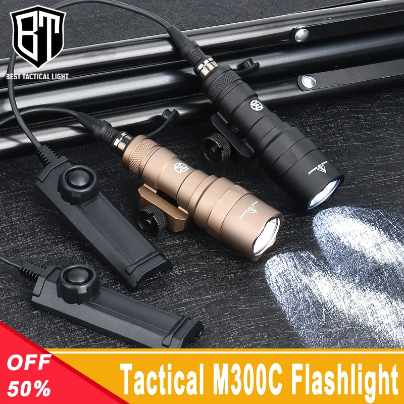 WADSN M300 M300C Tactica Flashlight Hunting  Airsoft Accessory Weapon White Light 510 Lumens With Dual Function Pressure Switch