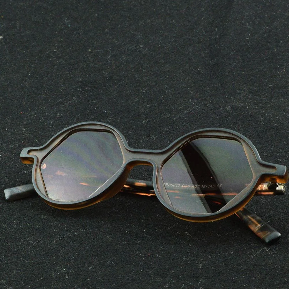 

Round Frame Vintage Hexagonal Sunglasses Men Leopard Print Temple UV400 Protection Fashion Eyewear Women
