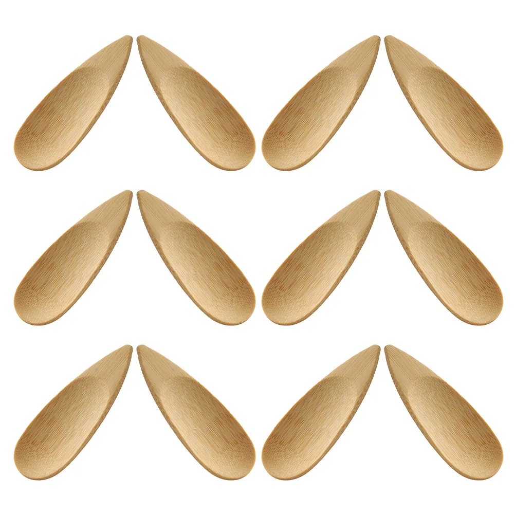12 cucharas pequeñas de bambú, diseño ergonómico, resistentes al olor, ideales para condimentos, postres, té, café, tareas de cocina