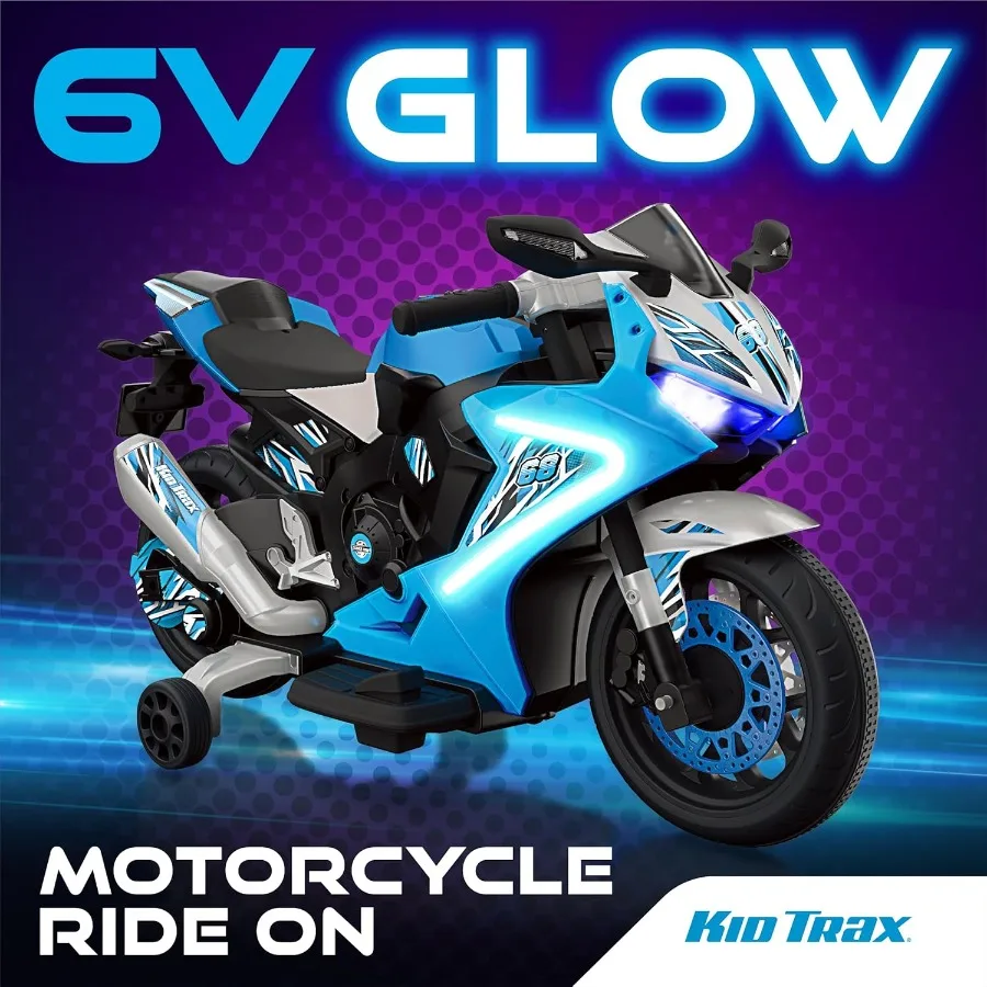 6V グロー電動幼児用バイク - 幼児用バイク、屋内/屋外用おもちゃ、耐久性、LED ヘッドライトとボディライト、リアルな S