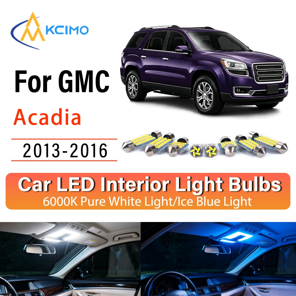 Premium Cozy Long Lasting LED Interior Lights For GMC Acadia 2013-2016 Sturdy, Blue Light, White Light Kit Quick Setup