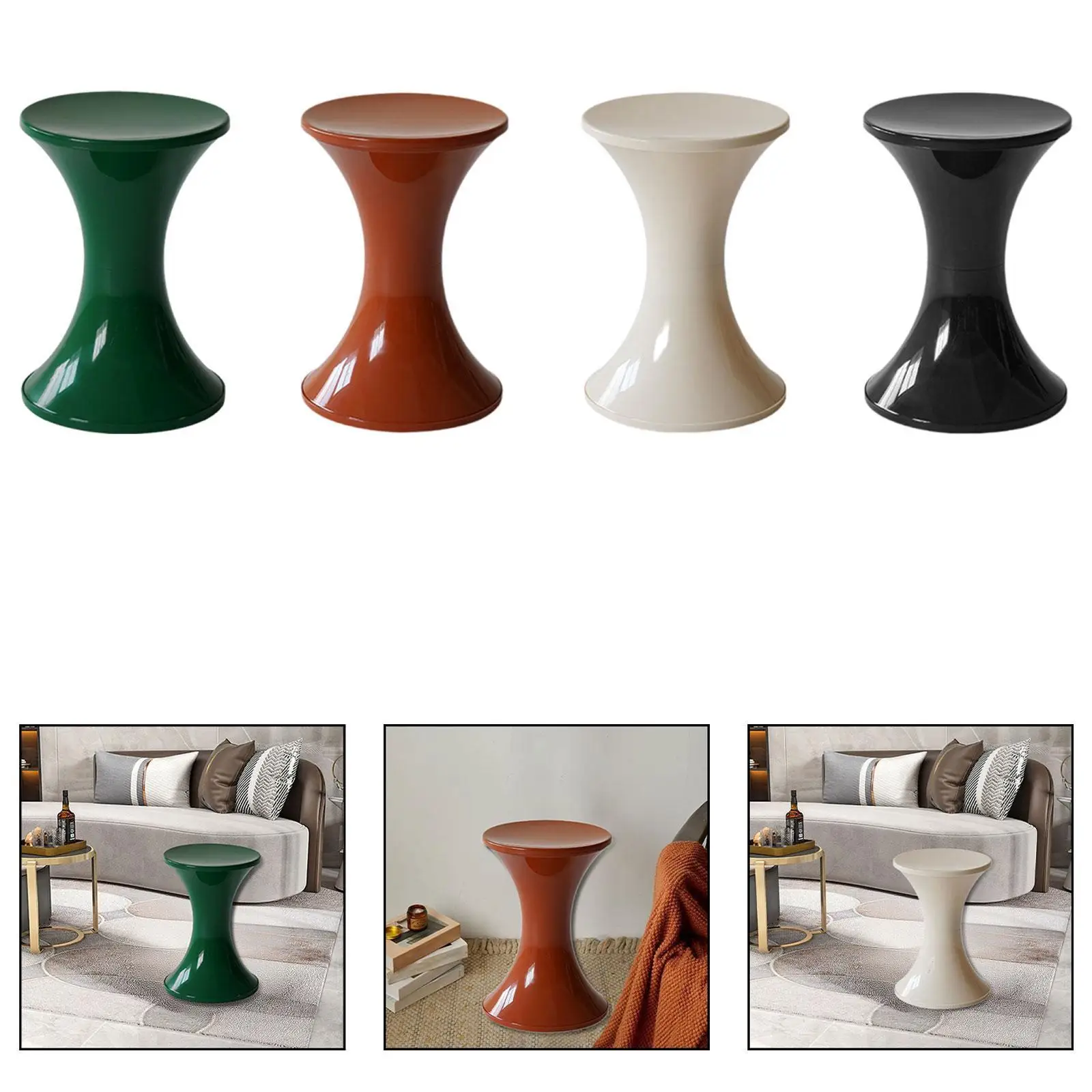 Hourglass-shaped Footstool with Storage Space, PP Material, Lightweight,