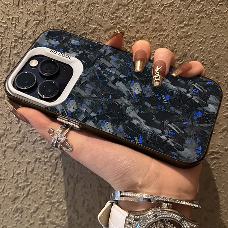 Real Forged Carbon Fiber Plating Case for iPhone 11 12 13 14 15 16 Pro Max XS X XR 8 7 Plus SE 2020 Shockproof Matte Hard Cover - náhled 3