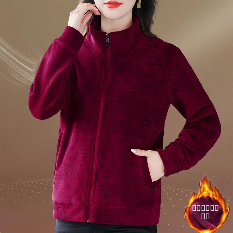 

Утепленная флисовая куртка для женщин: новая модная модель на осень-зиму, прямое хлопковое пальто на молнии с флисовой подкладкой для женщин среднего возраста