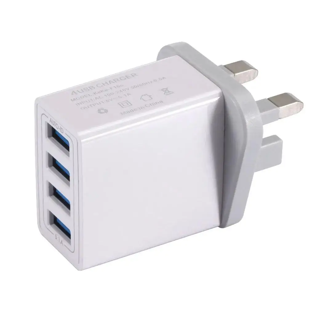 

UK Wall Chargers 4 Port Charger 5.1A USB Adapter Fast Charging Station Power Charge For Iphone For huawei 7