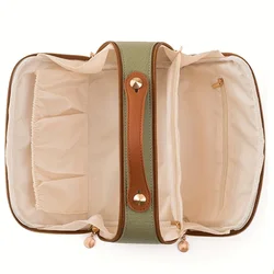 Borsa per il trucco 1PC borsa da toilette da viaggio avanzata con motivo intrecciato borsa per cosmetici di grande capacità borsa a cuscino doppia aperta