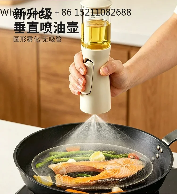 LLY vertical straw-free oil spray can atomizing kitchen household food grade seasoning bottle glass watering can oil bottle