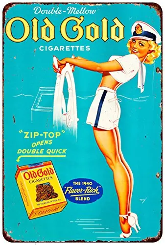 Custom Kraze Old Gold Cigarettes Pin-Up Reproduction Metal Sign