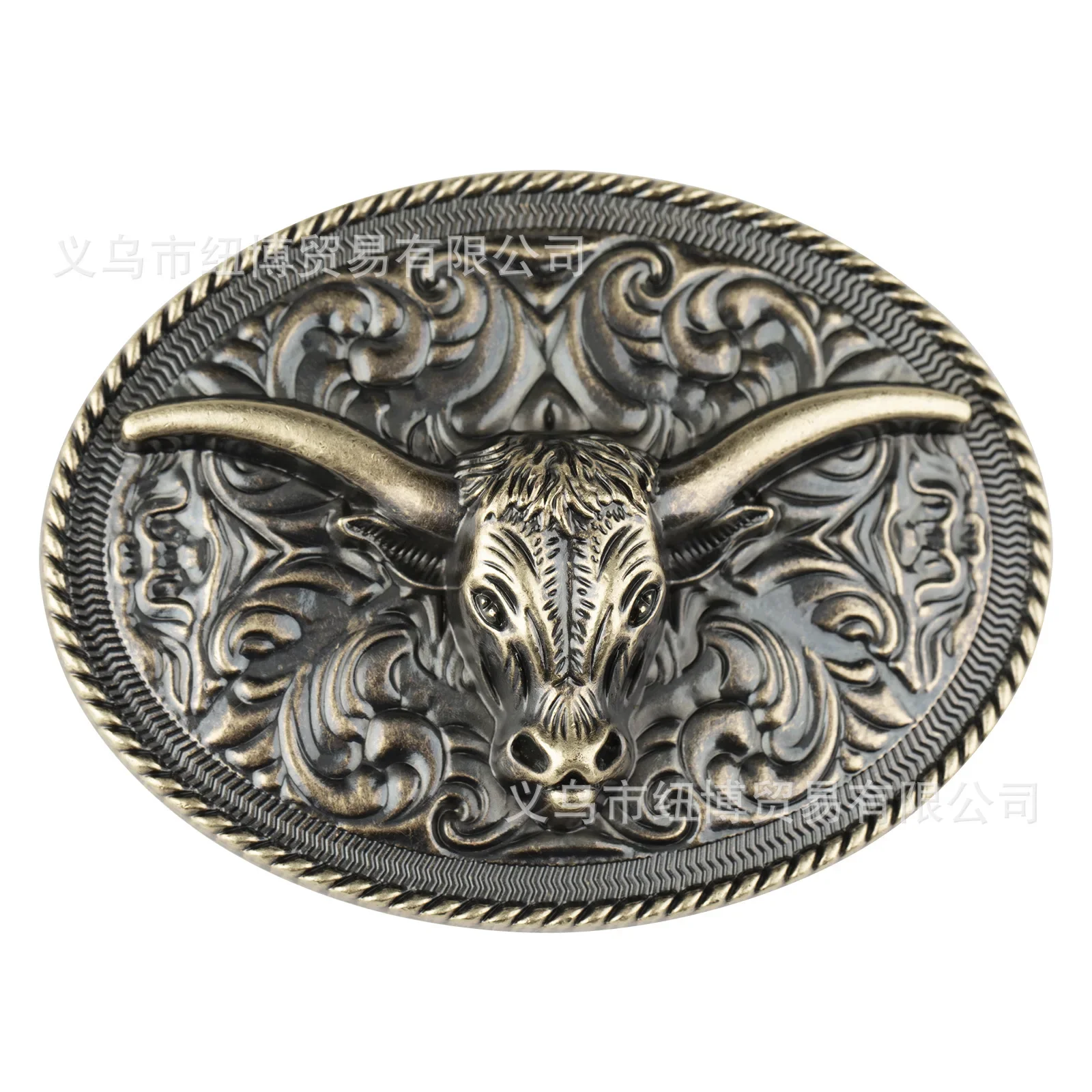 Stereoscopic Bison Head Belt Buckle Bronze Alloy Art Ox Head Relief Fresco