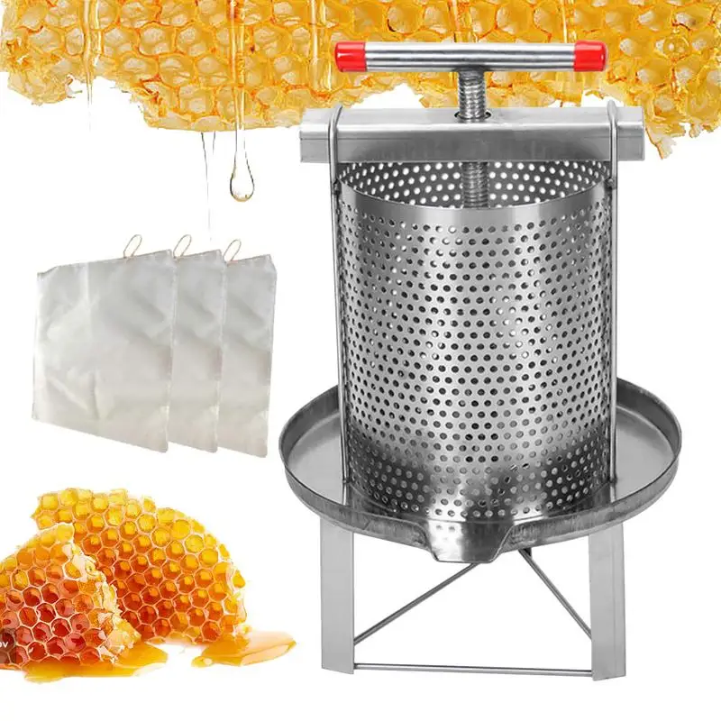 

Bee Honey Extractor Rustproof Stainless Steel Uniform Mesh Honey Strainer With 3 Honey Filters Manual Honey Harvesting Equipment