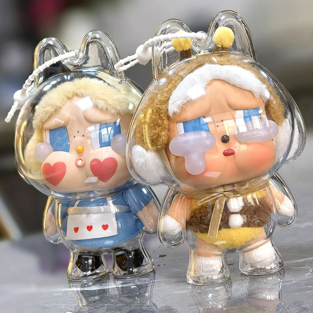 Capa protetora transparente caso de poeira para crybaby série caixa cega vinil pelúcia rosto caso protetor boneca caixa armazenamento brinquedo dos desenhos animados