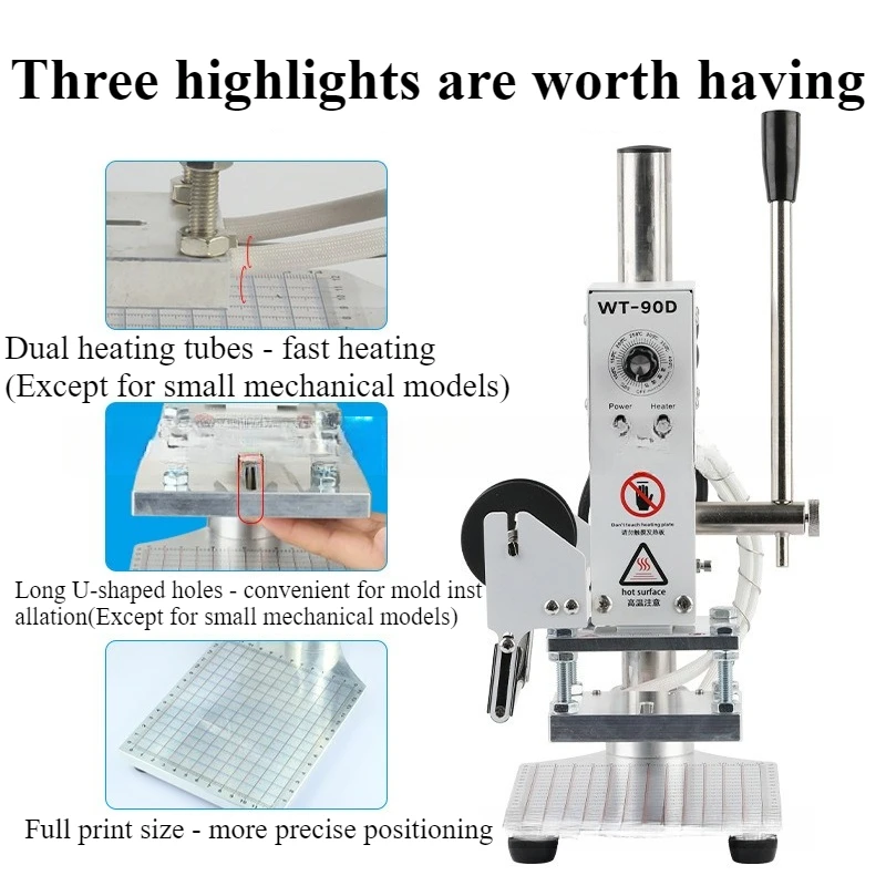 Kleine manuelle Goldprägemaschine aus PU-Leder, Tintenprägemaschine, Verpackung, Stempelmarkierung, Einkerbung, Pressen