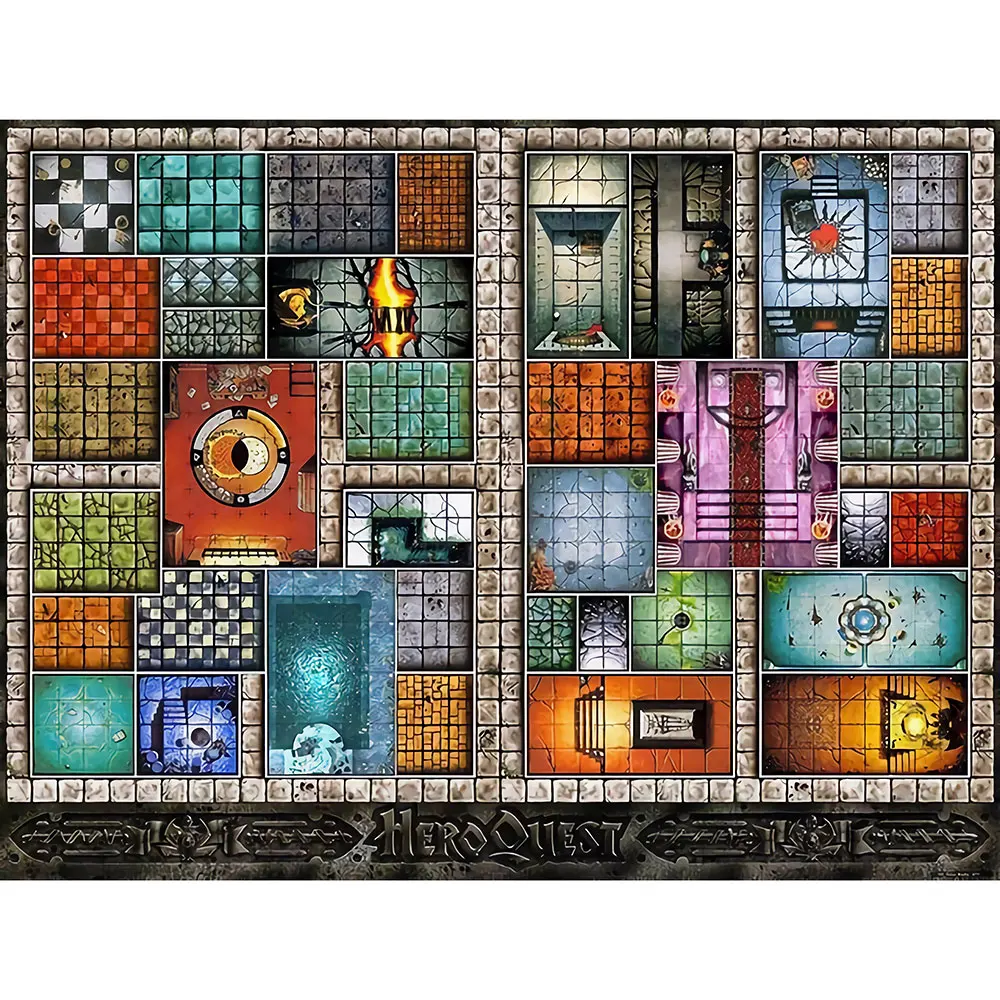 

Custom Big Playmat HeroQuest with Stitched Edges (Locked Edges Big Mousepad) Natural Rubber Board Games Pad 815x650mmCM