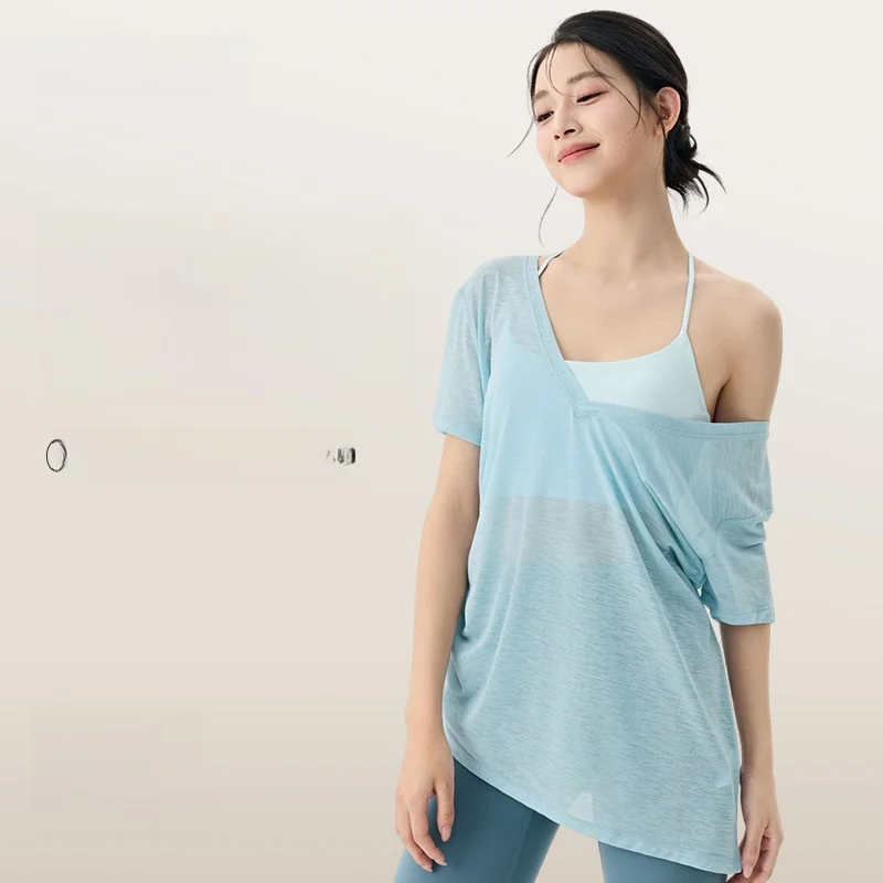 

Женская блузка с короткими рукавами для йоги, облегающая плиссированная спортивная футболка, легкий дышащий летний топ для пилатеса для фитнеса