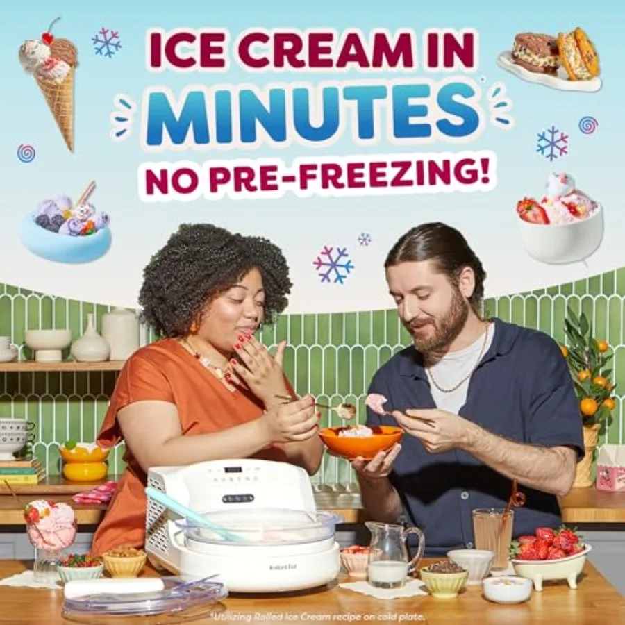 InstantChill Ice Cream Maker For Home Use, Stainless Steel, Silver, Built-In Compressor Enables No Pre-Freezing And Real Ice Cr