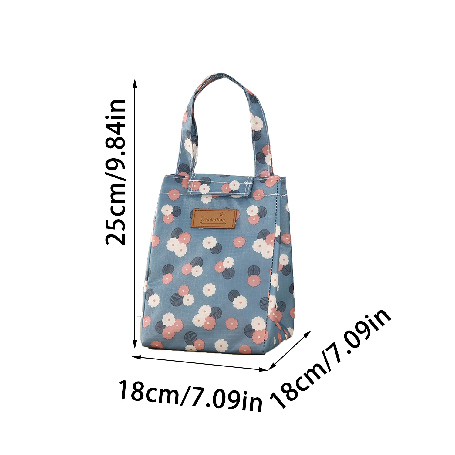 Portable Floral Print Lunch Bag Insulated Large Capacity Bento Bag Thermal Cooler Handbag For School Work Travel Picnic