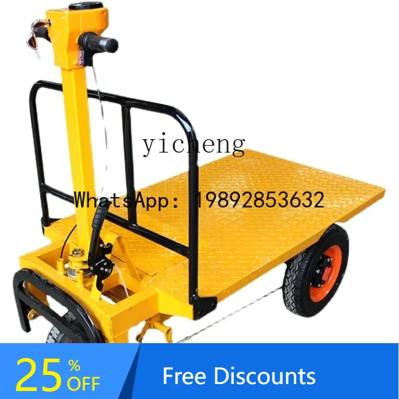 electric flat truck trolley project brick three-wheel trailer tile cement warehouse logistics site