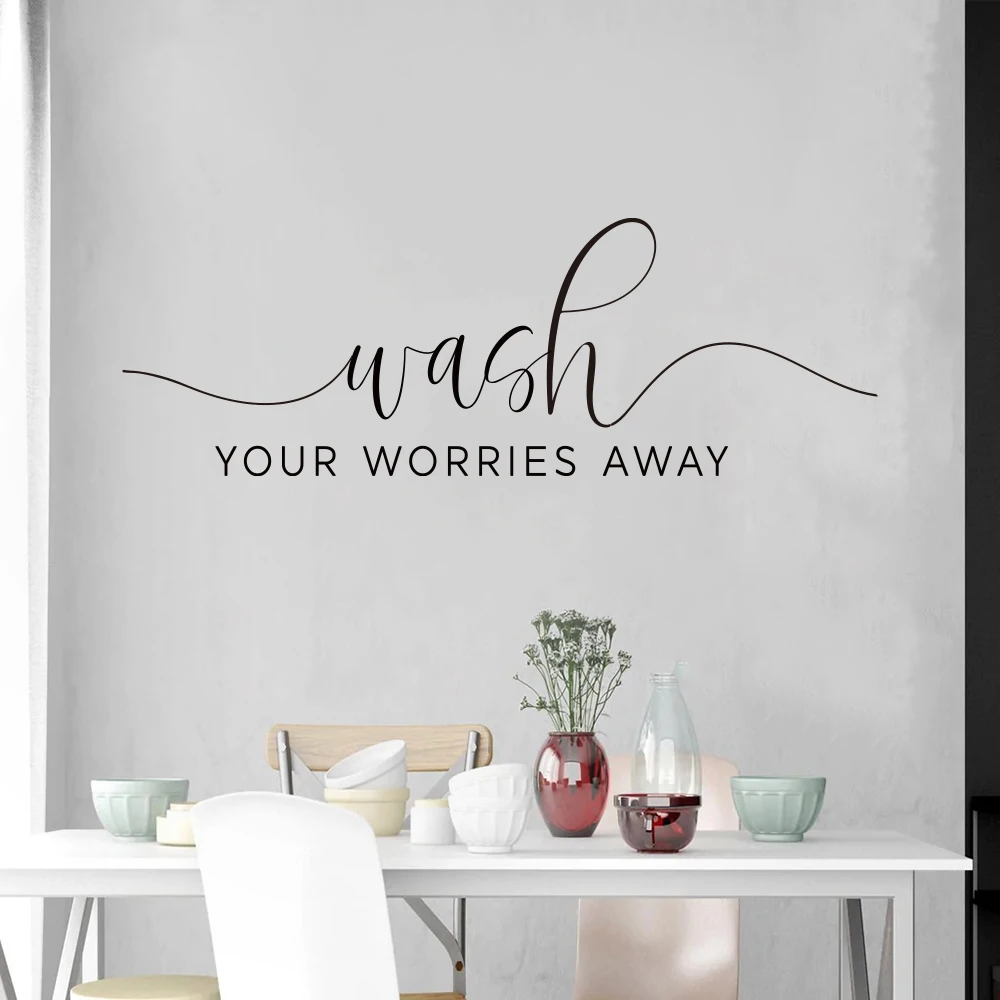 Wash Your Worries Away Sign Bath Sig Wall Sticker Decal Bathroom  Inspirational Motivational Signs Wall Decal Bedroom  Decor