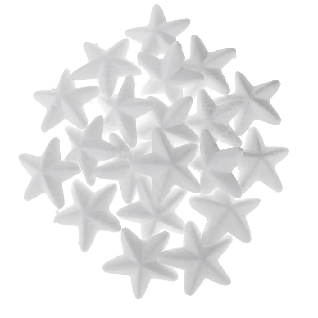 Hot 20pcs Star Shaped Styrofoam Foam Ornaments for DIY Modelling Craft 65mm Chirstmas Birthday Party Decoration Supplies Acces