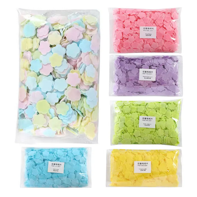 200/1000PCS Disposable Paper Soap Sheets for Washing Hands Flowers Shape Paper Soap Bath Kitchen Outdoor Travel Camping Supplies