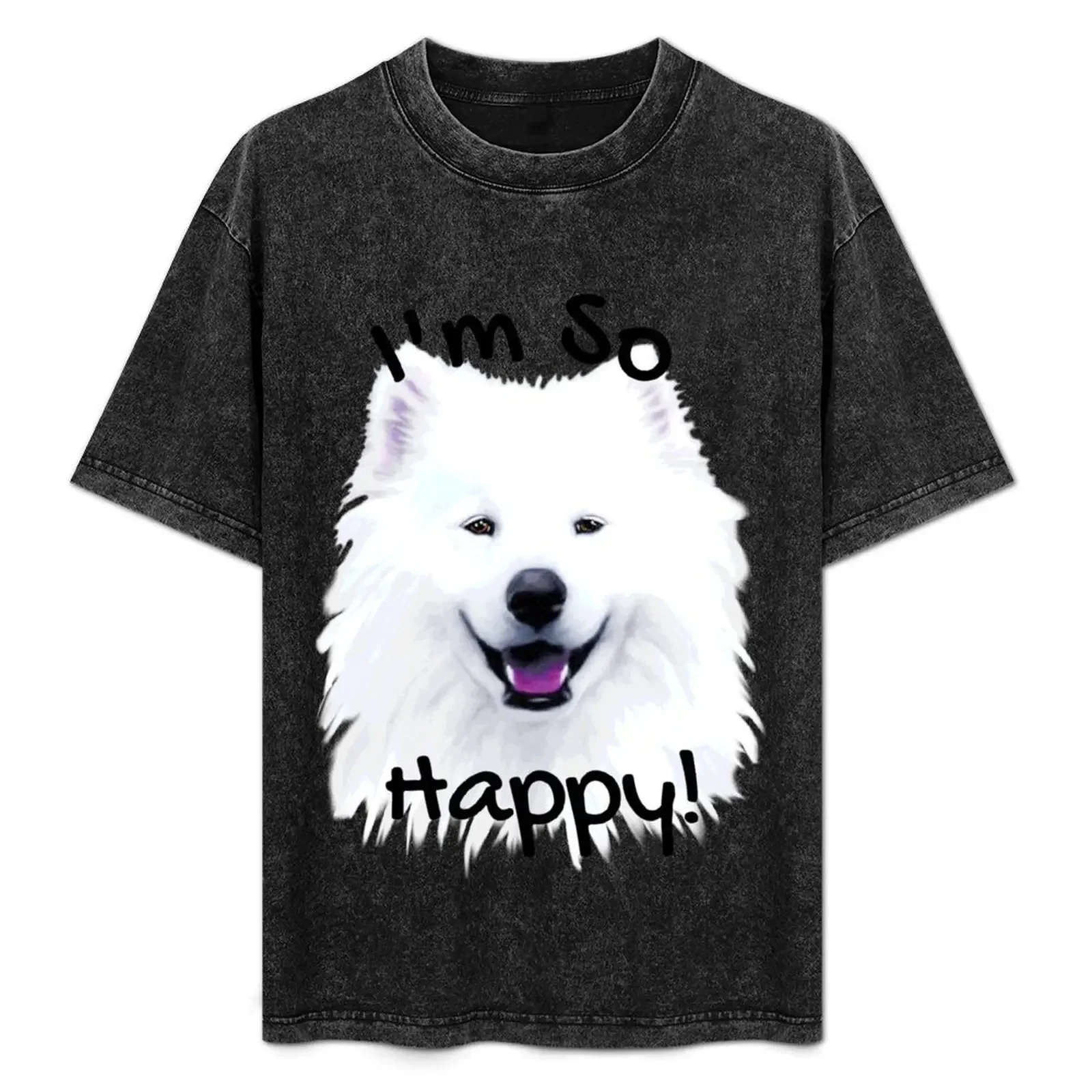 

I'm So Happy! Smiling White Samoyed Dog Face Painting T-Shirt funny shirt cotton Louboutins men graphic t shirts