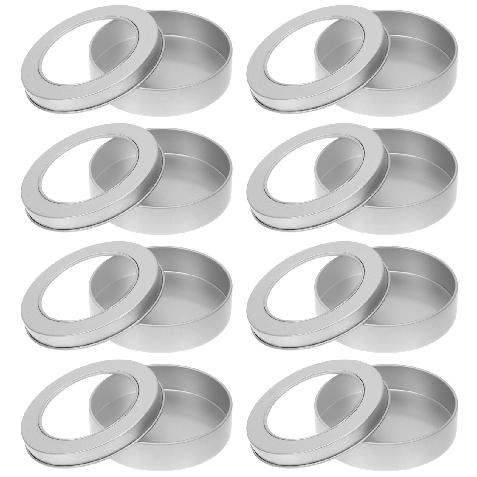 

10Pcs Clear Window Tinplate Candy Boxes Round Metal Jewelry Box Cookie Tin Box Travel Sealing Container Sundries Case