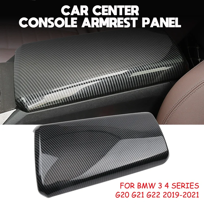 Carbon Fibrer Center Console Armrest Panel Cover Trim for BMW 3 4 Series G20 G21 G22 M Sport 2019-2021 Car Accessories