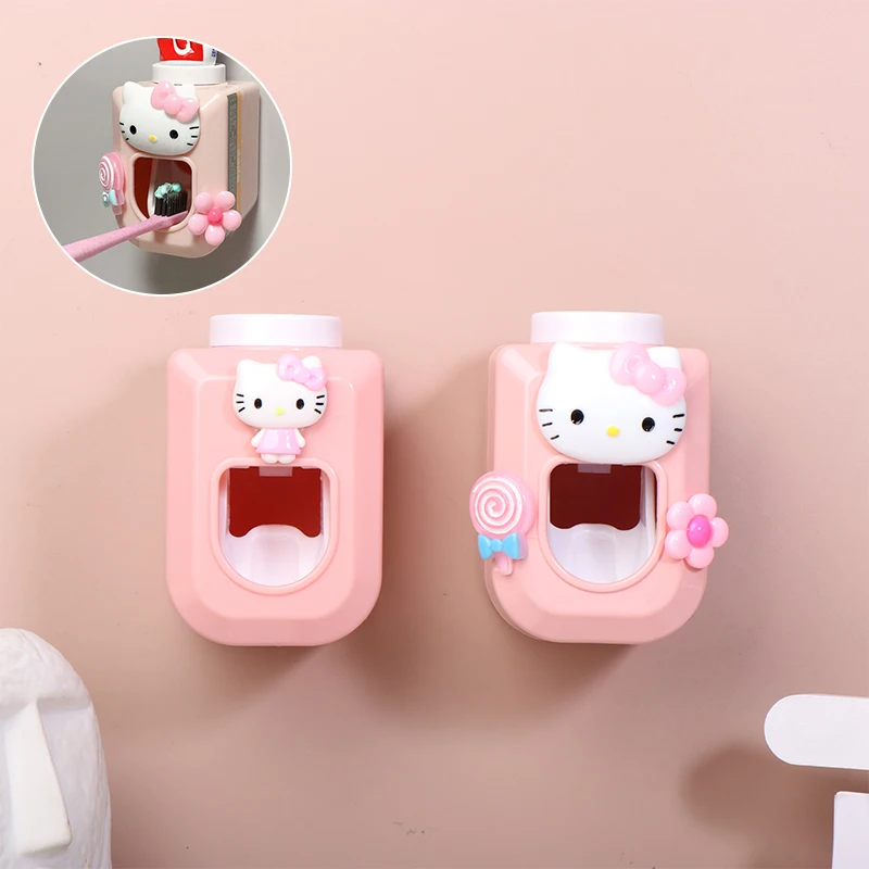 Hello Kitty Toothpaste Squeezer Sanrio Kawaii Cartoon Automatic Toothpaste Dispenser for Children Bathroom Supplies