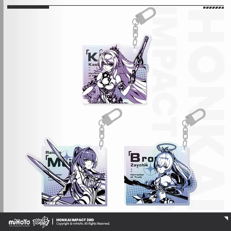 

Game Honkai Impact 3rd Official Merch miHoYo Original Authentic XTYX Series Metal Keychain Pendant Bronya Mei Kiana Brooch Gift