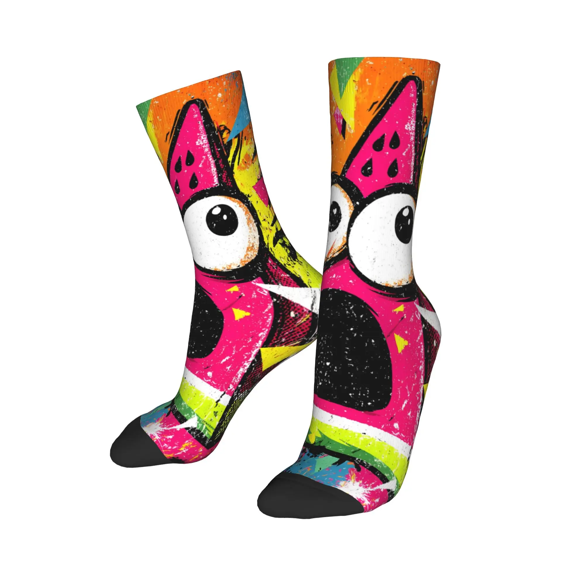 Shocked Watermelon Socks  Casual Stockings Men's Comfortable Cycling Socks Winter Design Non Slip Socks