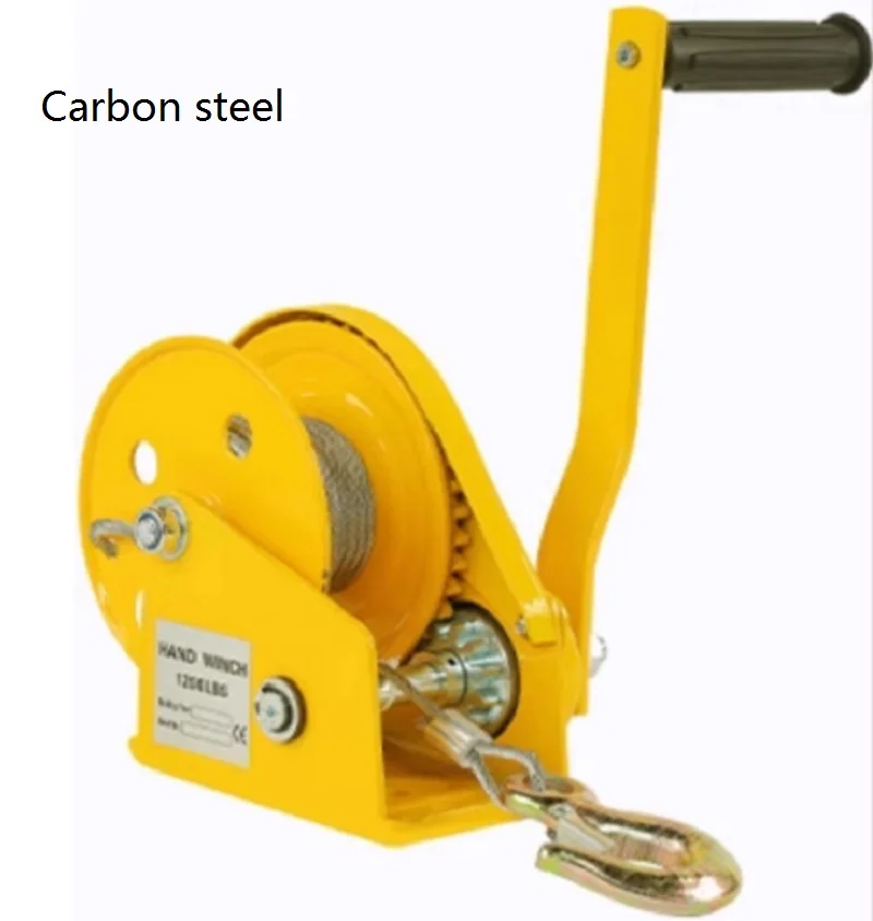 1200lb-3000lb 5M--20M portable hand winch with self-locking, Boat windlass truck auto tralier wire rope tracto towing sling