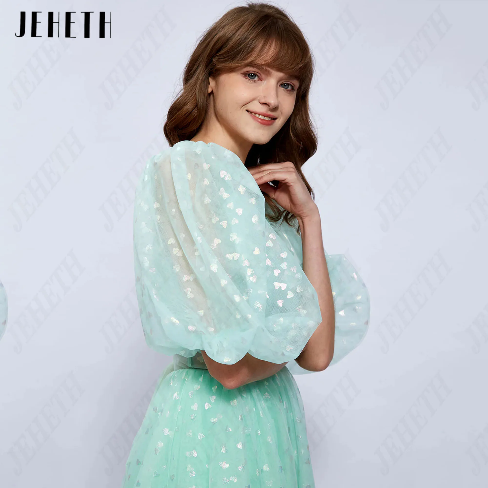 JEHETH Mini Heart Prom Dress 2024 Sweetheart Tulle Evening Gowns Woman Corset Back A-Line Ankle Length Formal Occasion Dresses